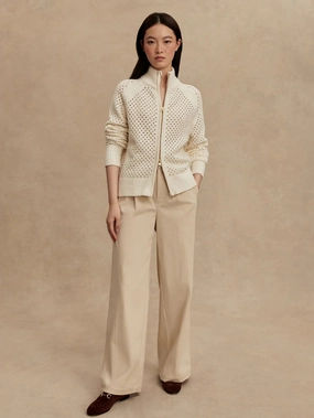 Varley Mandy Boucl?? Knit Jacket in Coconut Milk FrictionReducing Anti Odor Treatment