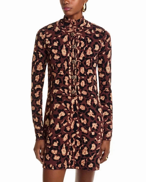 wrinkle free finish Renada Cardigan Painted Animal Brown