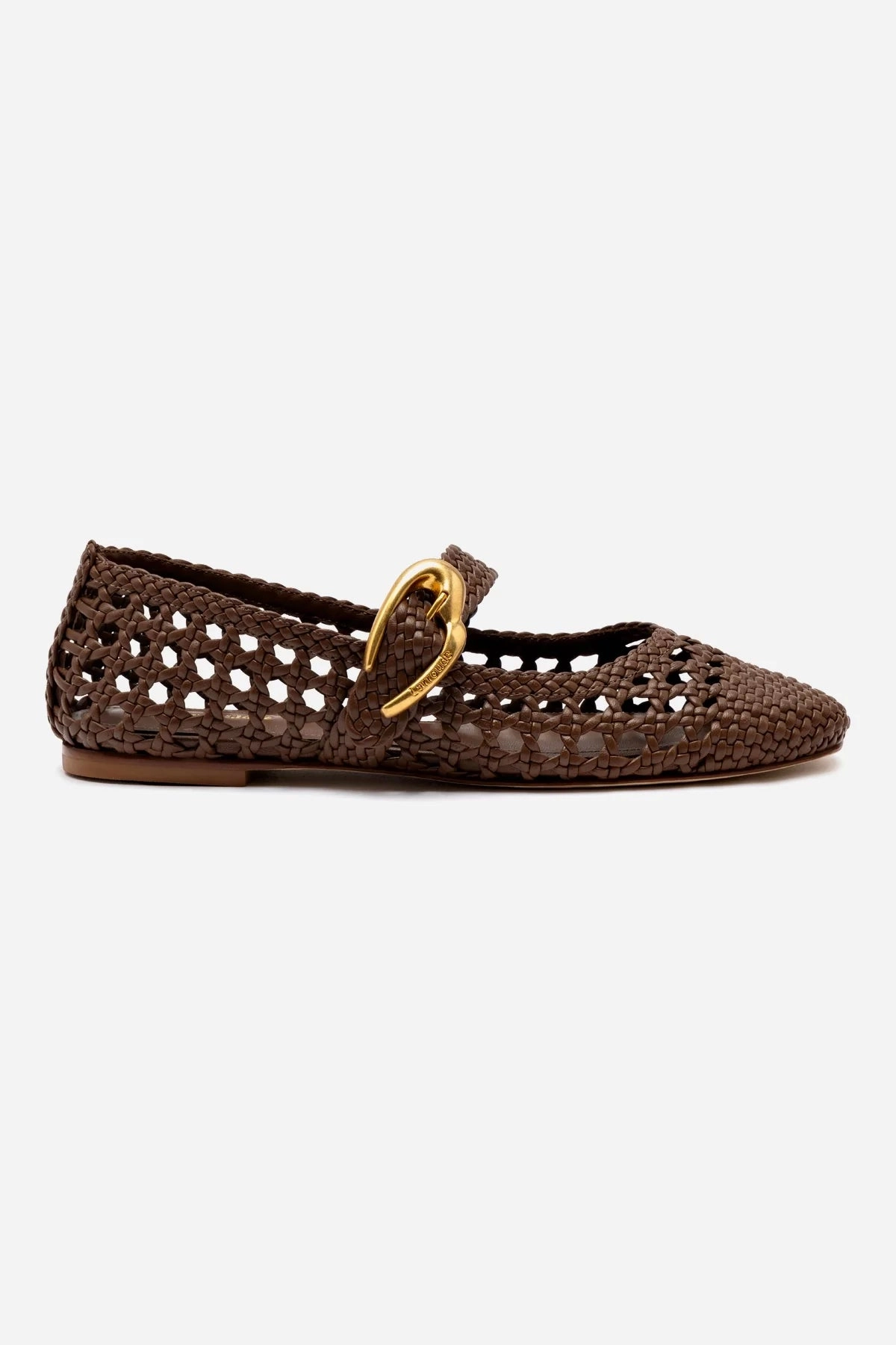 Zip Fast Verona Macrame Ballet Flat In Burnt Umber Leather
