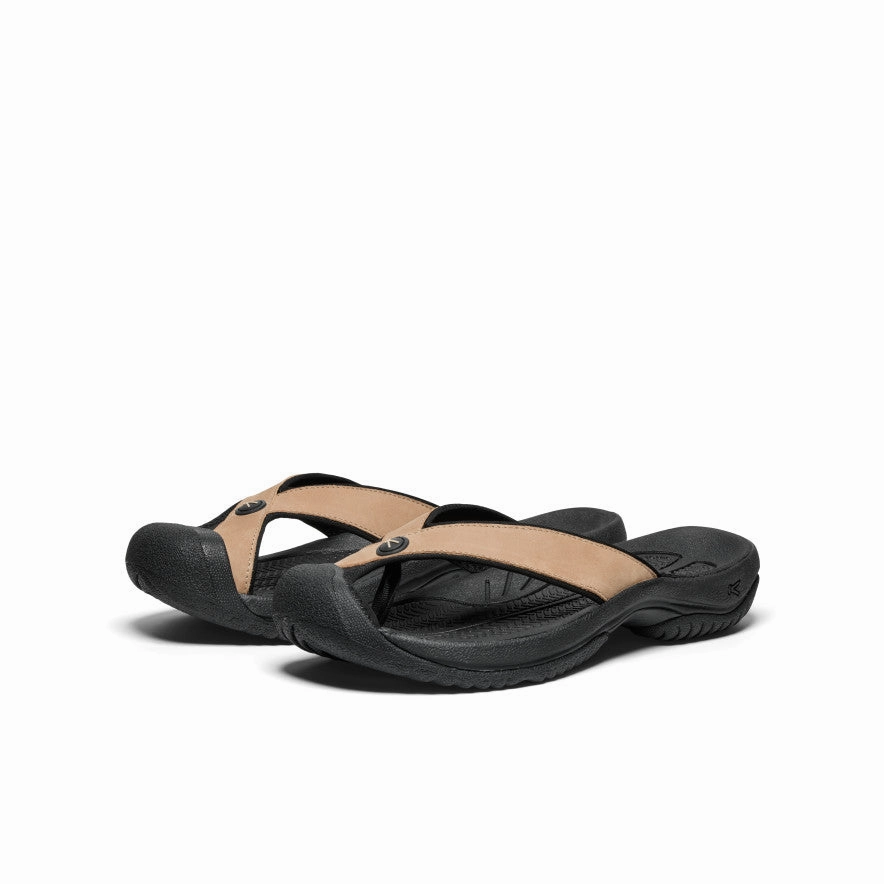 Sport Inspired Men's Waimea Leather Flip-Flop  |  Cornstalk/Black