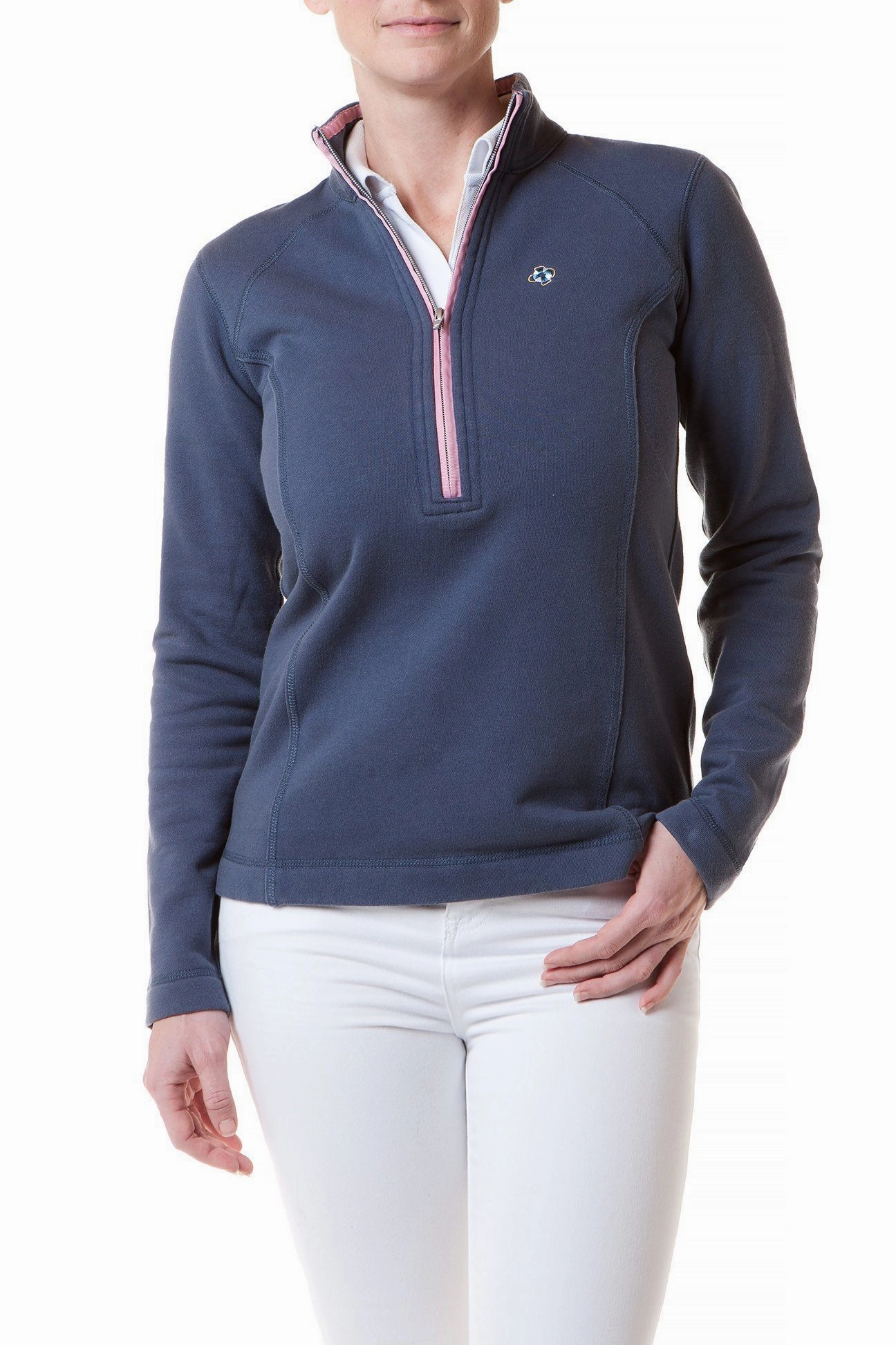 Ladies Breakwater Zip Nantucket Navy with Pink Trim Odor Resistant Treatment