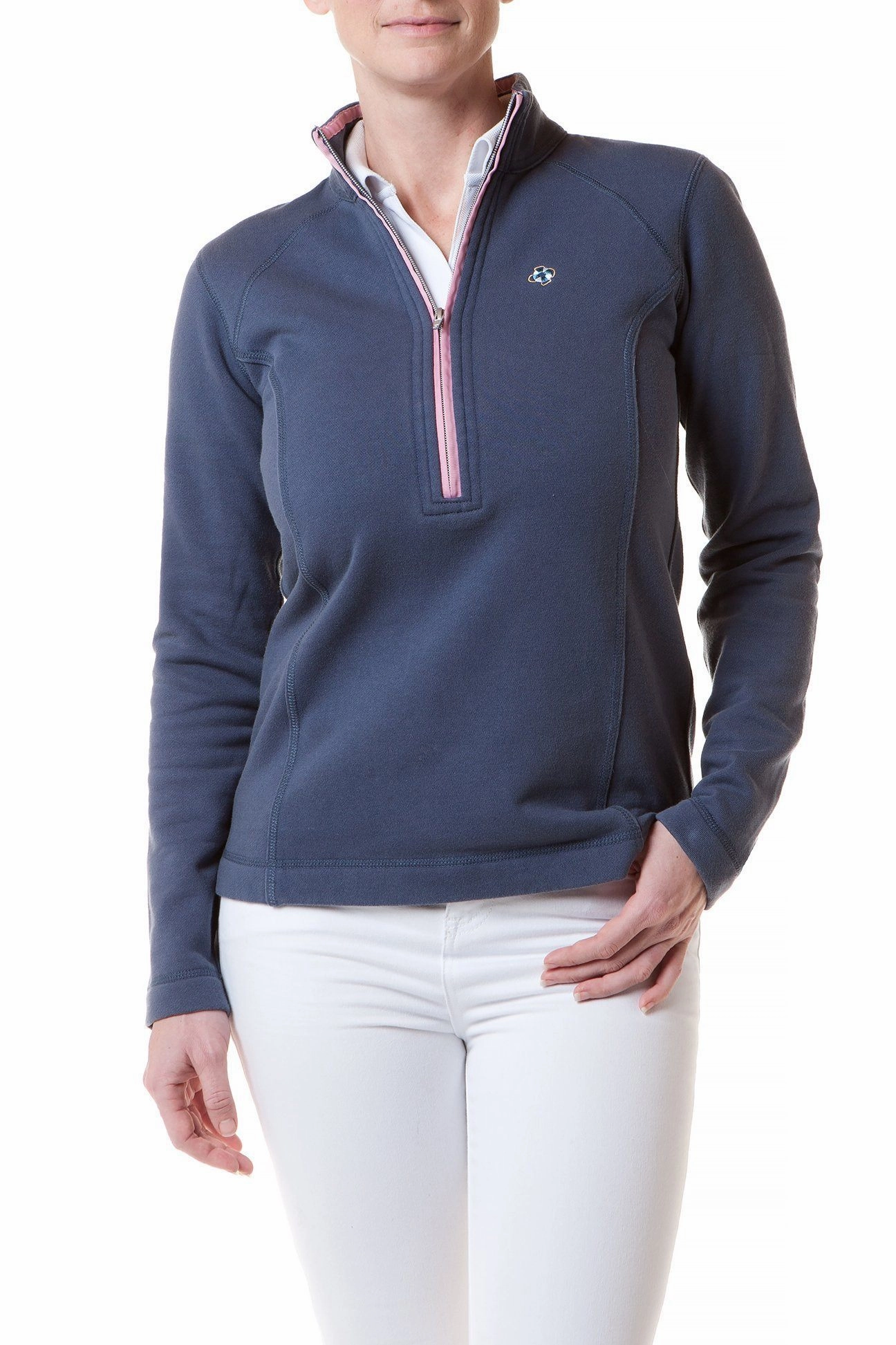 Ladies Breakwater Zip Nantucket Navy with Pink Trim AntiPillingSurface