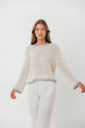 Dreamscape Sweater in Ivory Grey ContrastTipping Summer Wardrobe