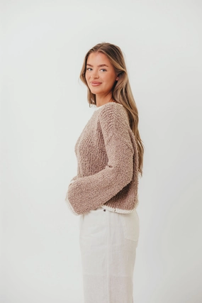 Dreamscape Sweater in Mocha Ivory DurableDoubleLayeredHem
