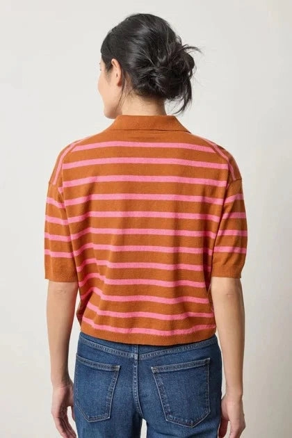 StretchMaterial Drop Shoulder Polo Neck Sweater Sierra/Calypso