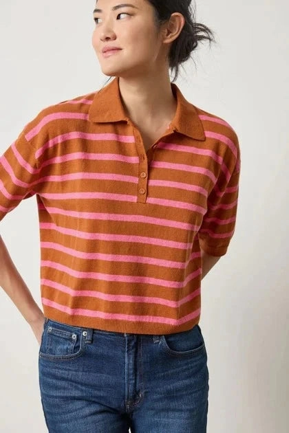 Drop Shoulder Polo Neck Sweater Sierra/Calypso Classic Style Odor Resistant Treatment