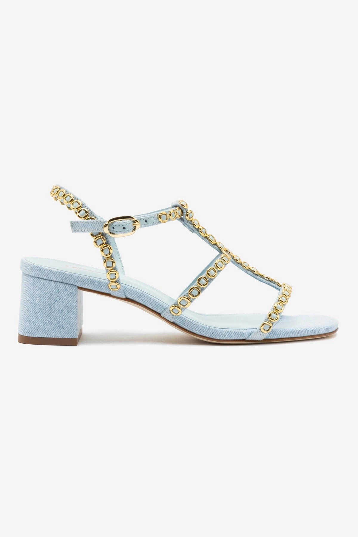 Queen Touch Milanina Block Sandal In Maya Denim