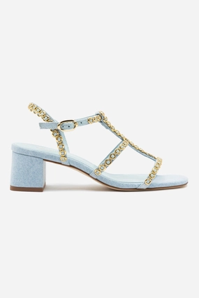 Queen Touch Milanina Block Sandal In Maya Denim