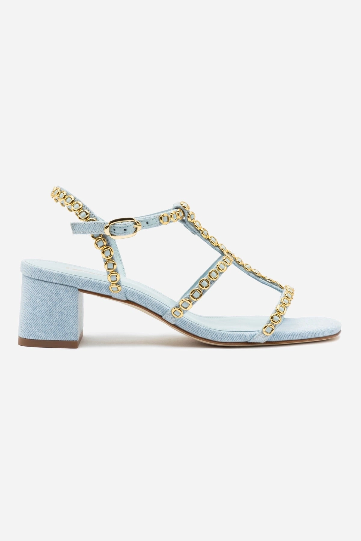 Milanina Block Sandal In Maya Denim Earth Tone