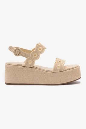 Florence Broderie Flatform In Natural Raffia Reinforced toe box Event Mode