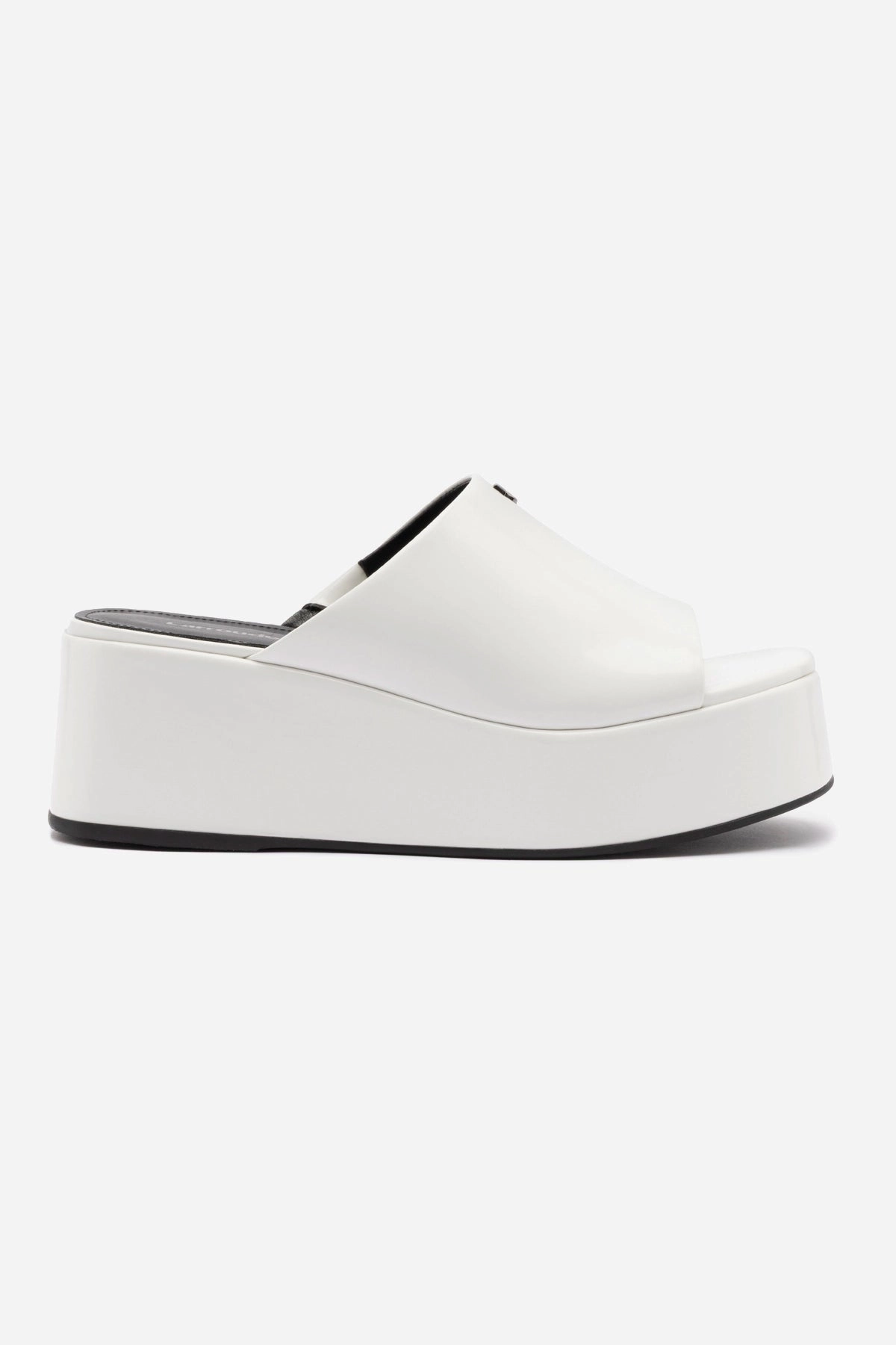 Charli Box Mule In White Leather Breathable Upper