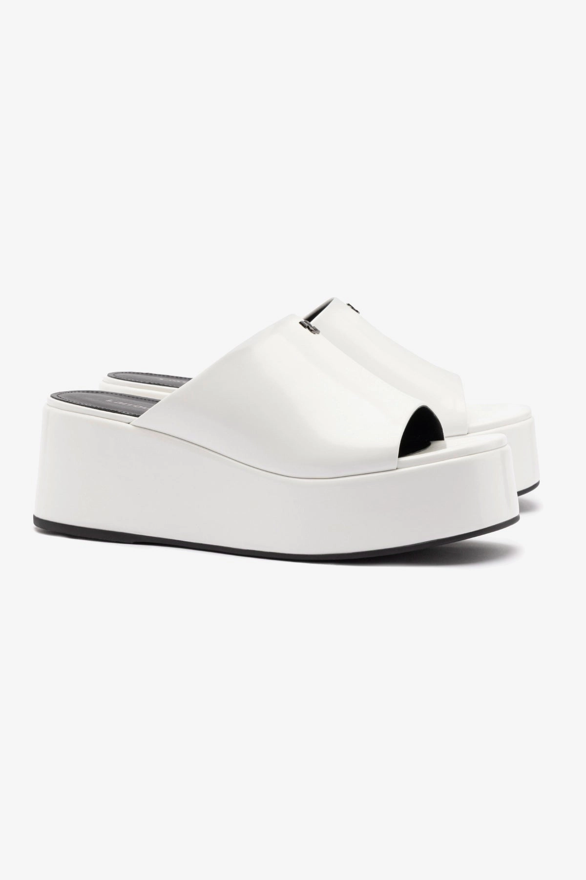 Charli Box Mule In White Leather Toe box