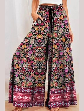 CASUAL PRINTED LACE-UP PANTS_CWBLP0633 Comfy Ease Easy Motion