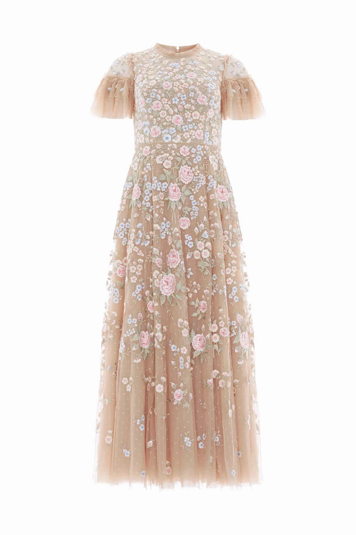 Antoinettes Floral Round Neck Ankle Gown Versatile Design