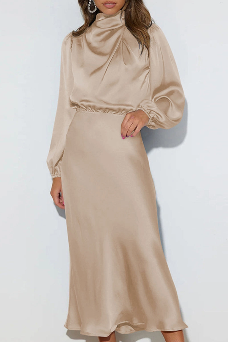Fall Comfort SATIN LONG SLEEVED LOOSE MAXI DRESS