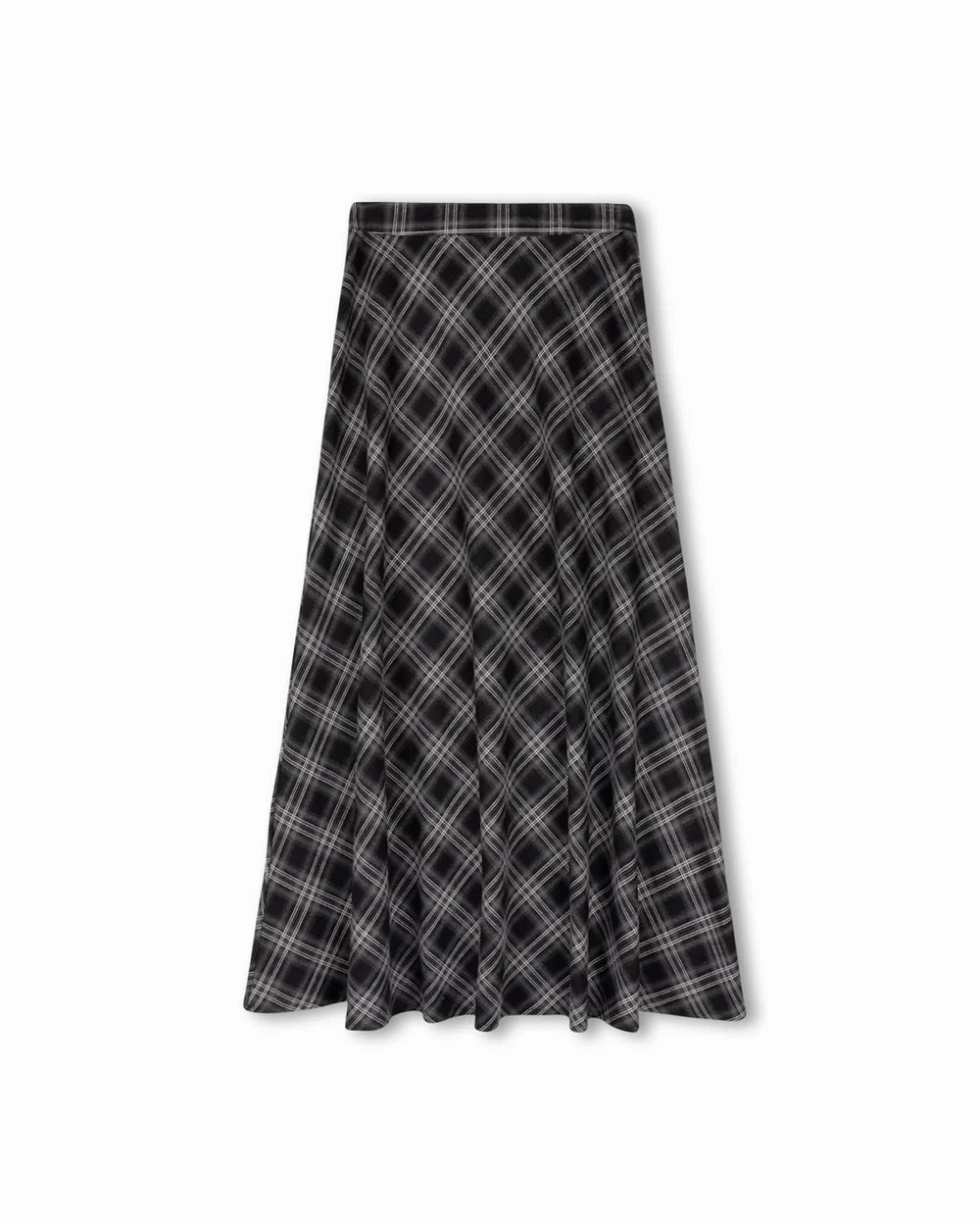 Modern Outfit Wedding guest Shift Grey Plaid A Line Skirt W-20181