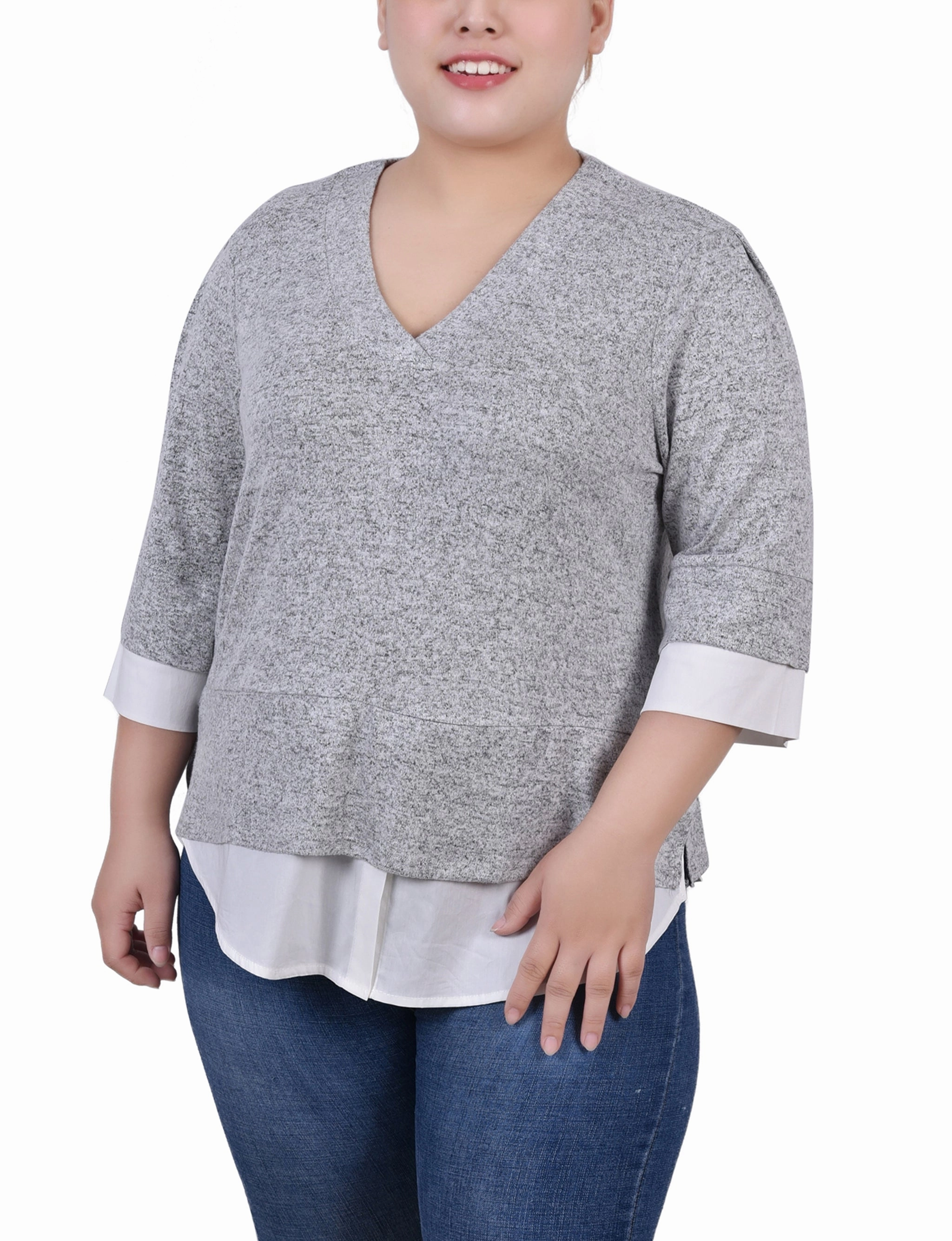 NonToxicCoating Plus Size Long Sleeve 2-In 1 Top