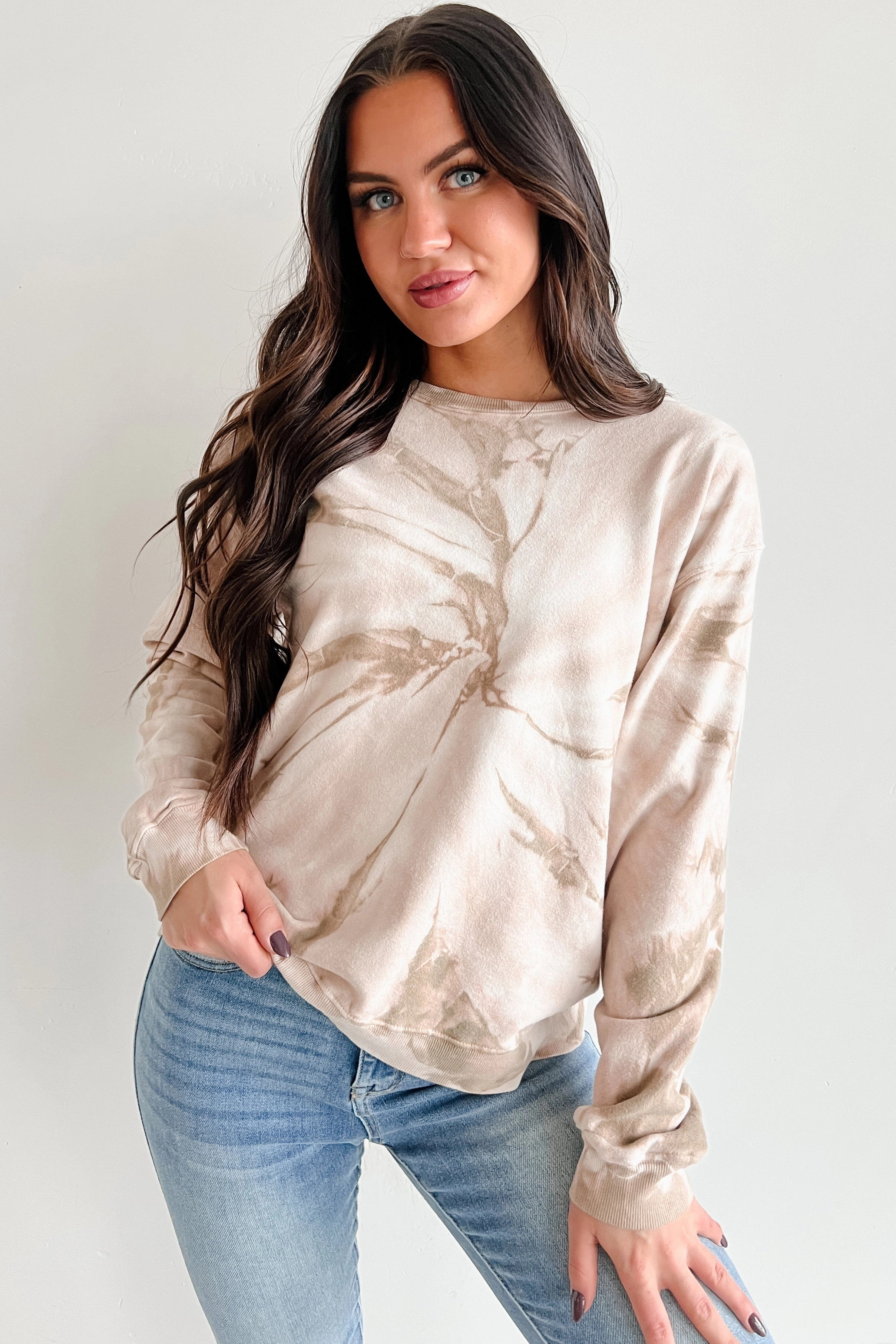Simply Chillin' Tie Dye Sweatshirt (Taupe) MinimalistCut