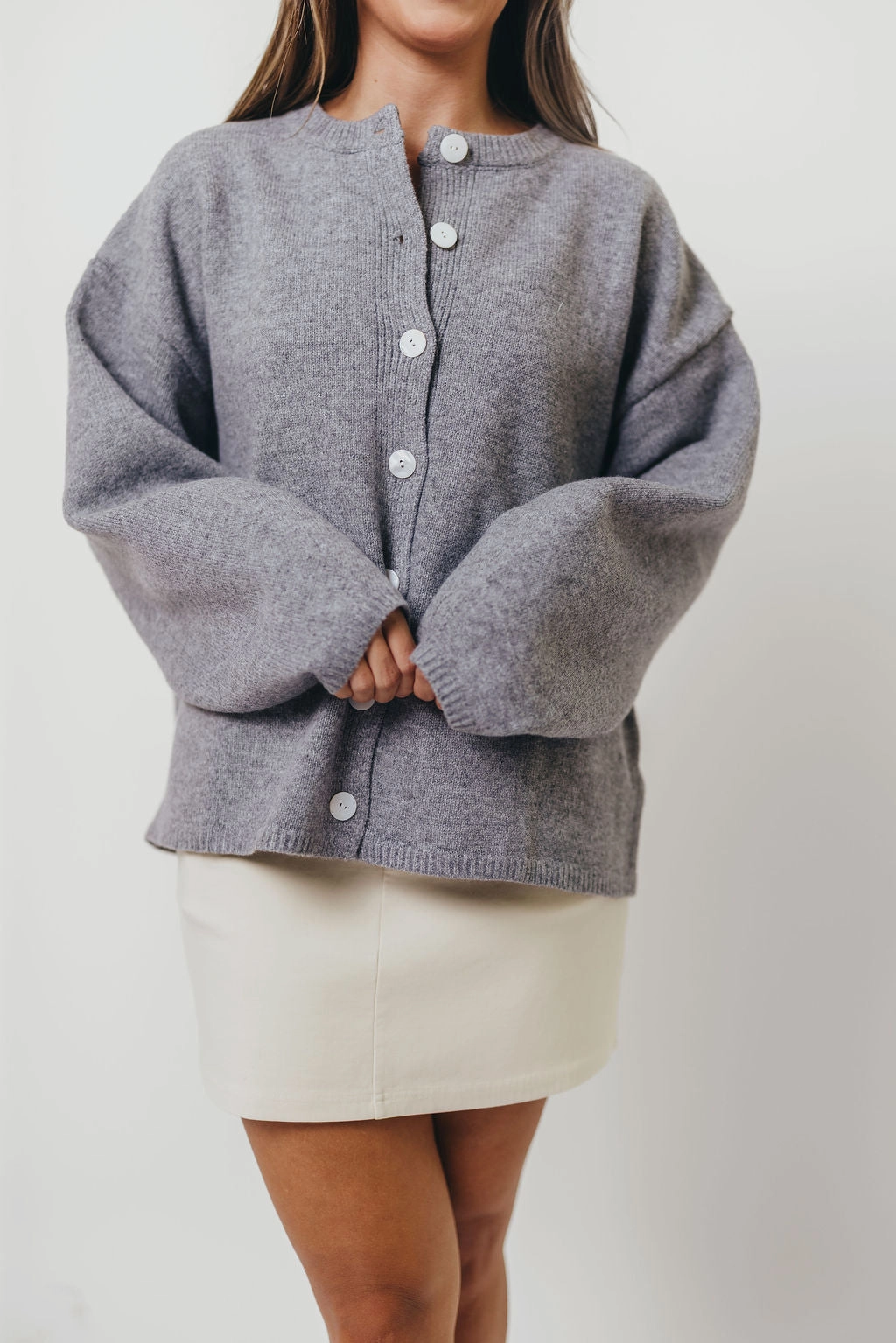 Hartford Cardigan Top in Heather Grey StretchComfort DurableCollarStays