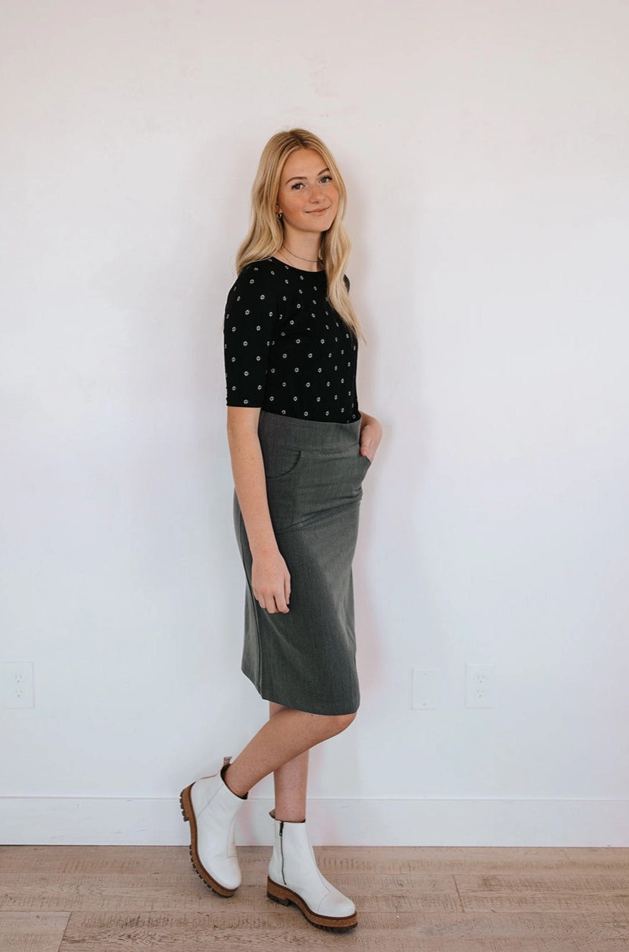 Jasmine Skirt Charcoal Seasonal Drop Wedding guest