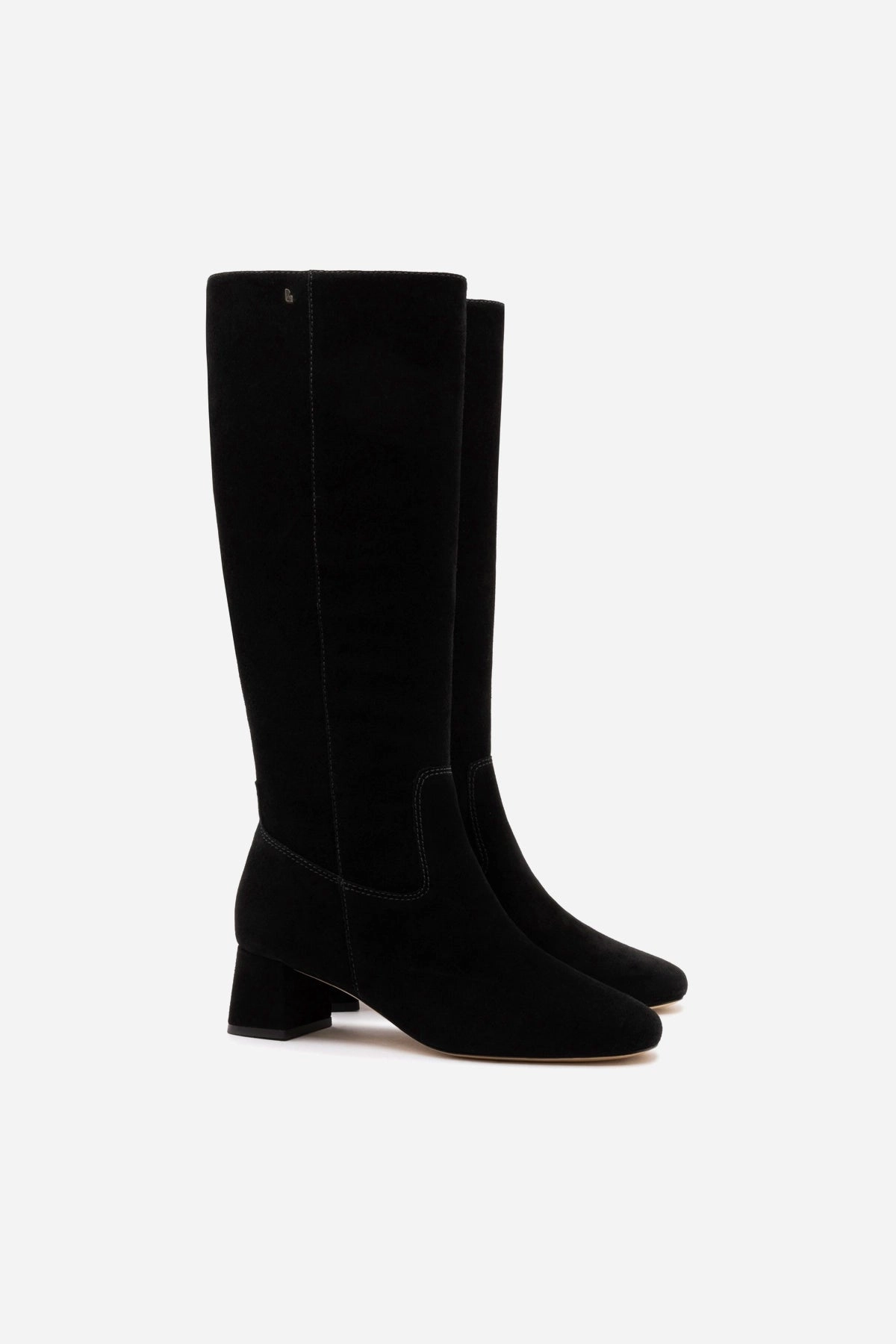 Edie Boot In Black Suede Firm Lock Retro Mood