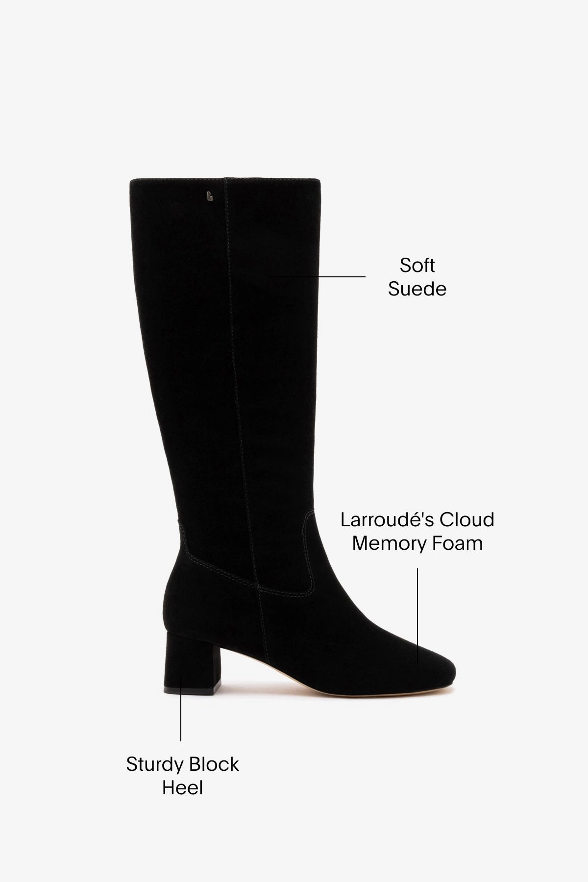 Edie Boot In Black Suede Seamless Fit Work Commute