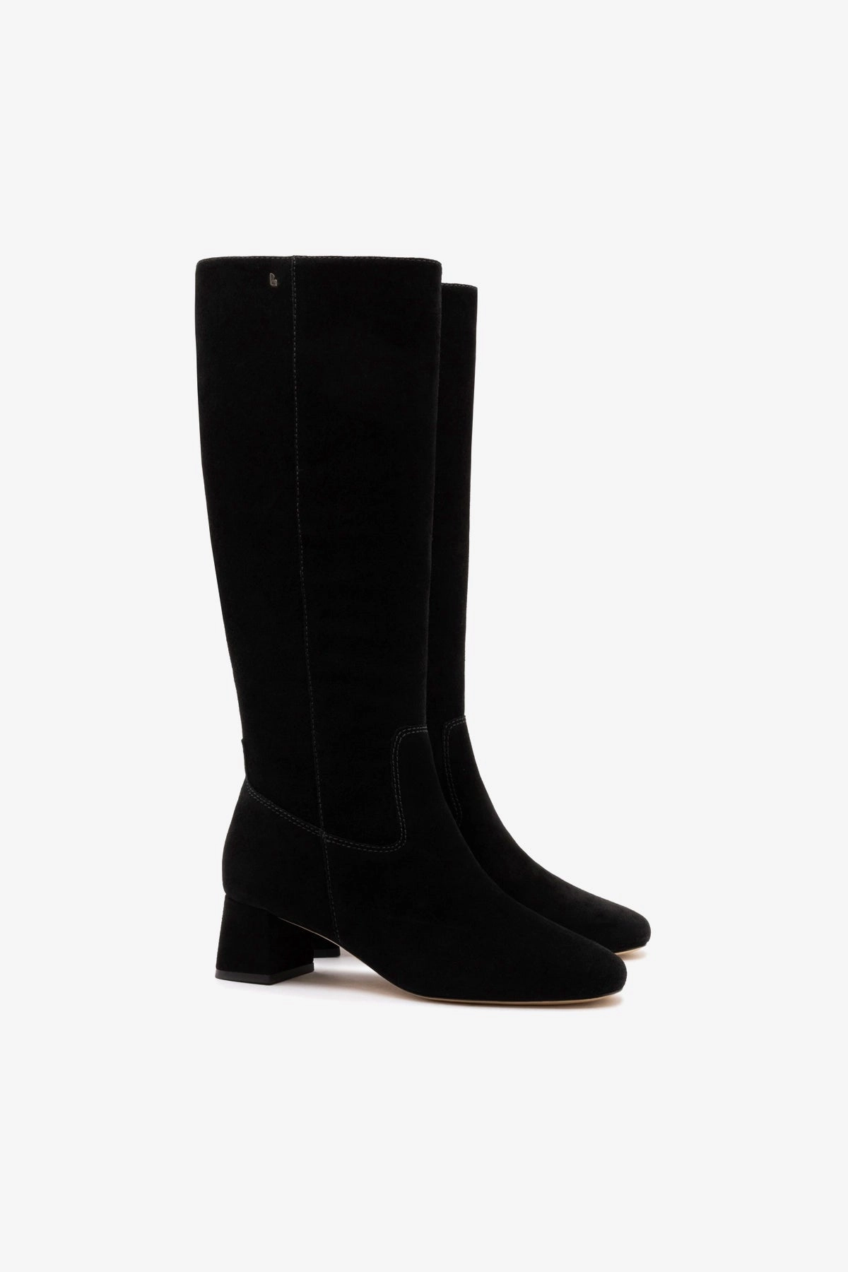 Padded collar Edie Boot In Black Suede