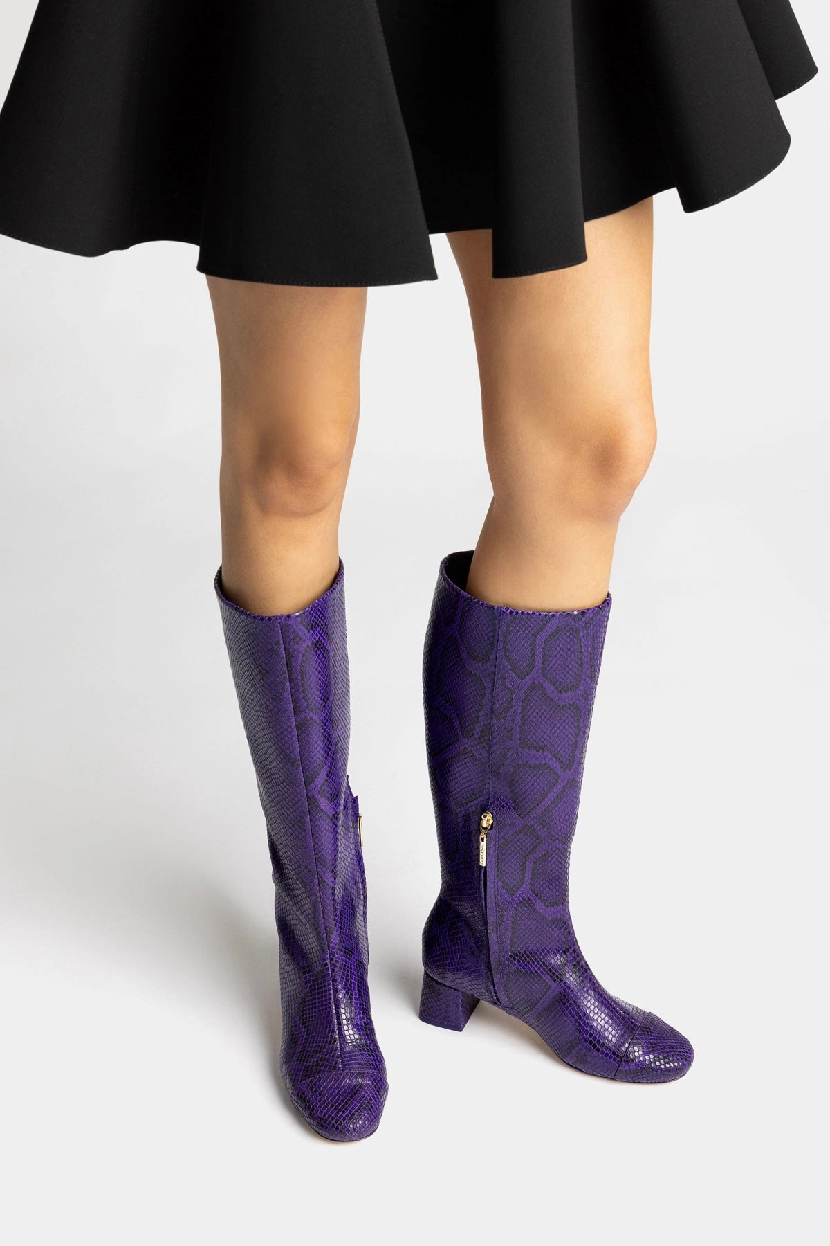 Mesh Edie Boot In Eggplant Python Embossed Leather