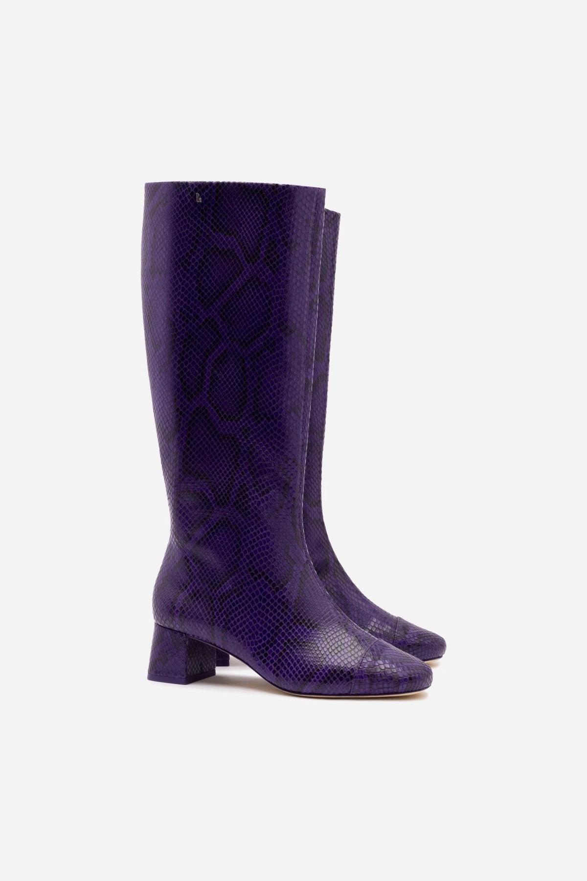 Cactus Cool Edie Boot In Eggplant Python Embossed Leather
