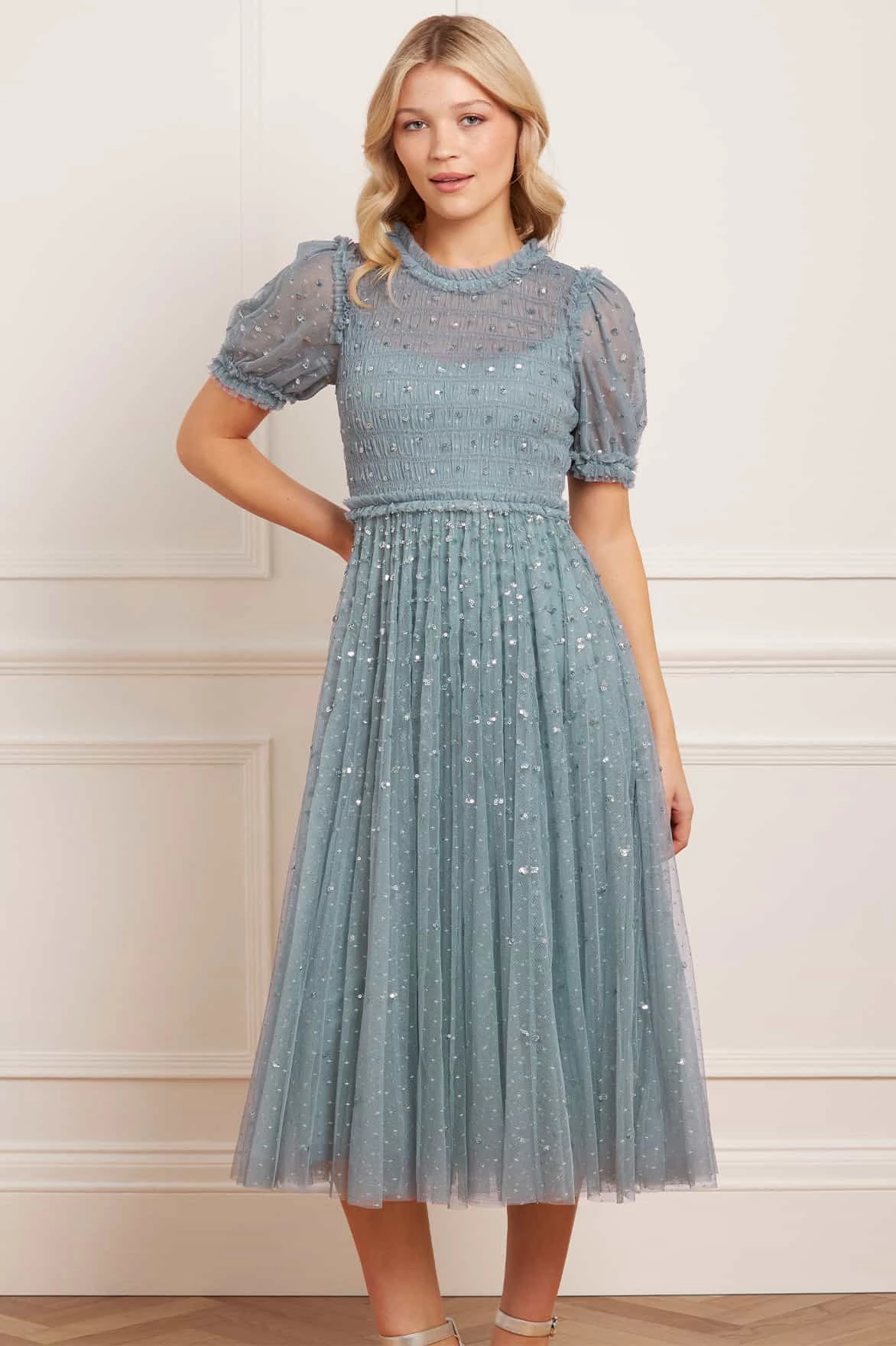 Sequin Giselle Smocked Ballerina Dress Flattering Layers