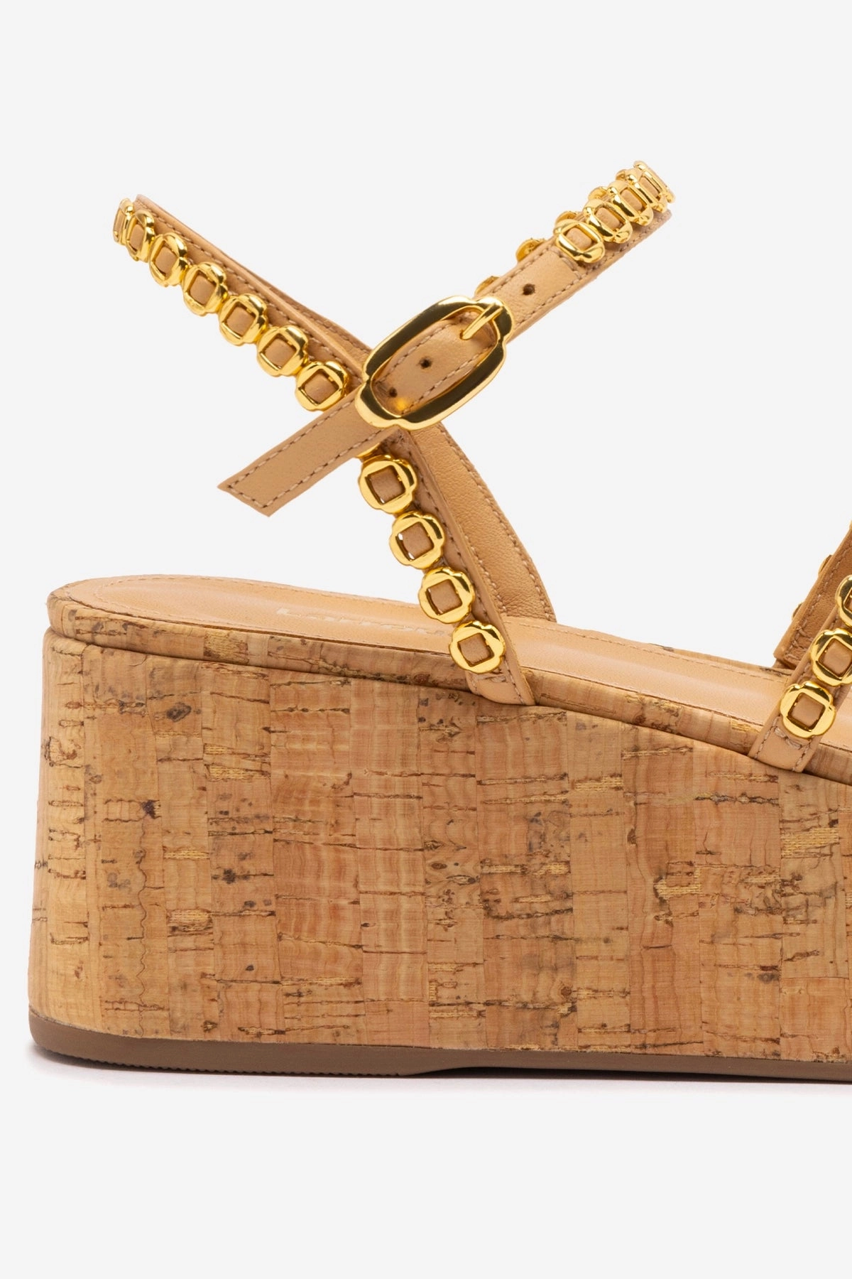 Gio Milanina Flatform In Tan Leather and Natural Cork Game Fit