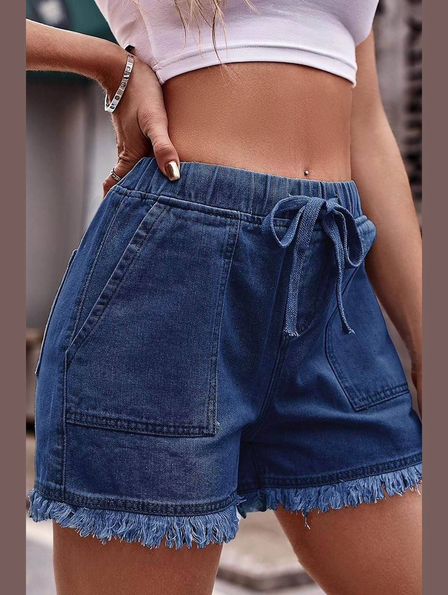 Travel Fit Stretch Fit Wear ELASTIC WAIST CASUAL DENIM SHORTS