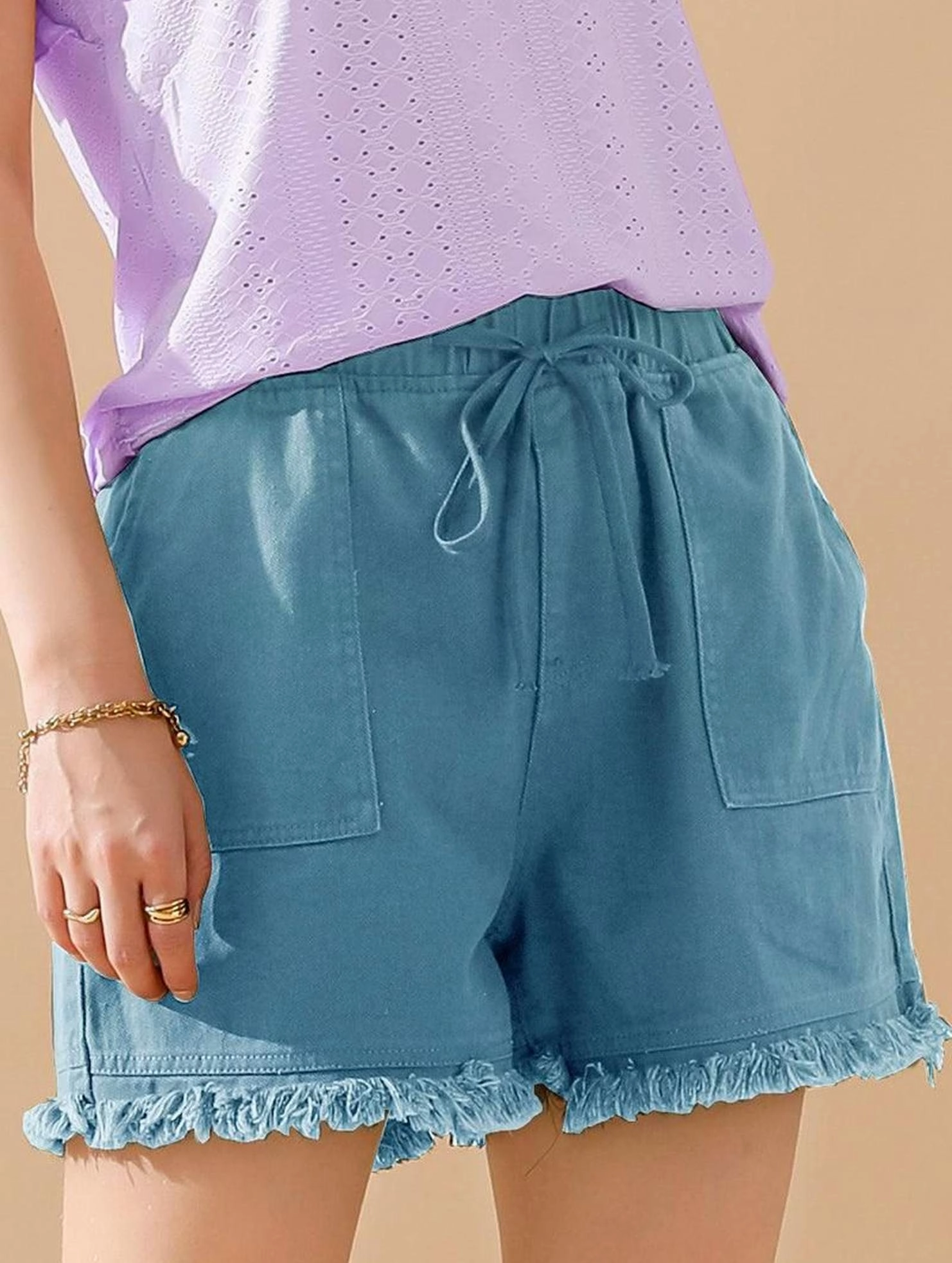 ELASTIC WAIST CASUAL DENIM SHORTS Flexible Comfort Perfectly Fit
