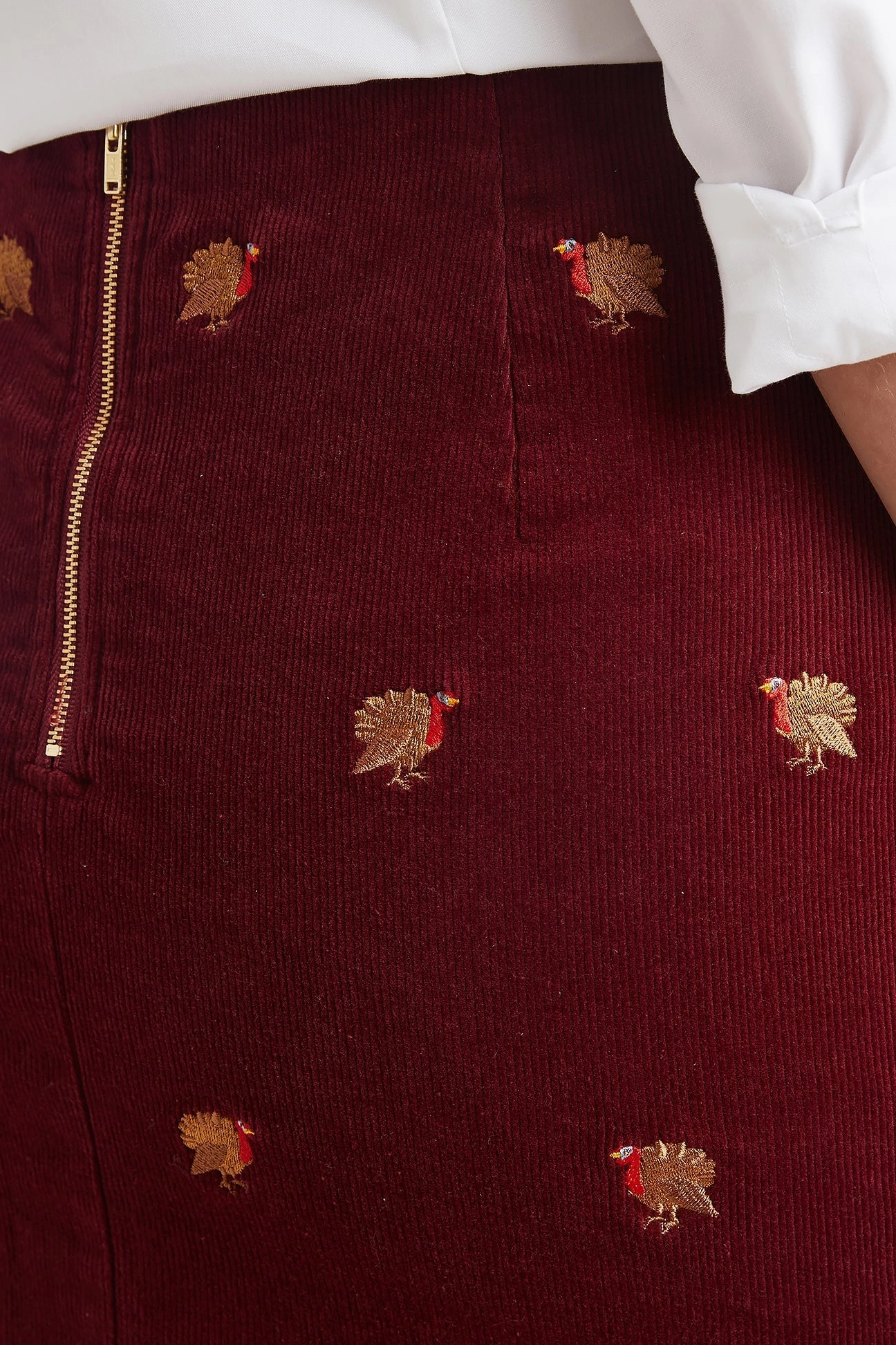 NonIrritatingSeams Noise Reduciting Fabric Ali Skirt Corduroy Merlot with Turkey