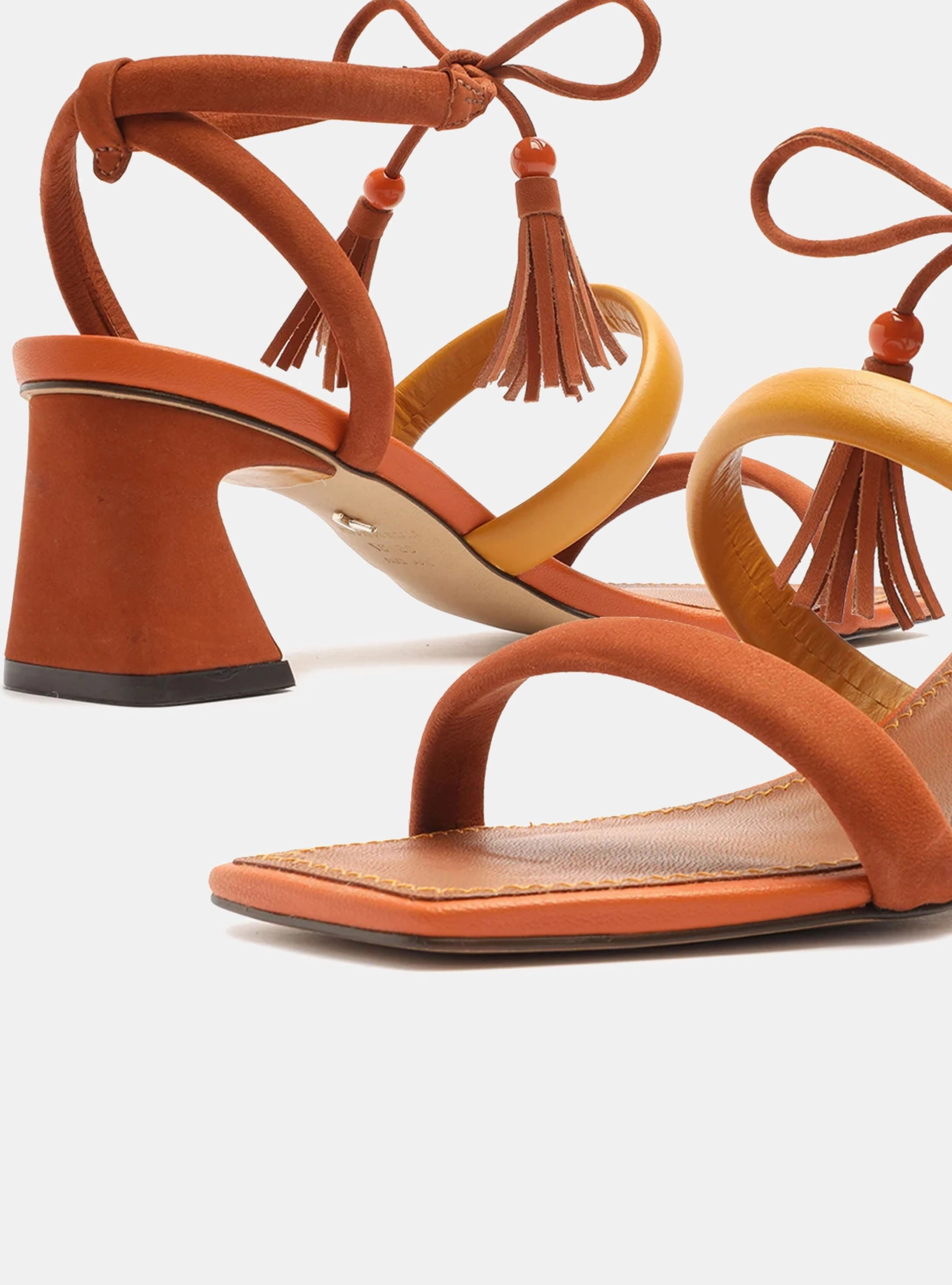 Modern Style Lenny Leather Frin  Block Sandal