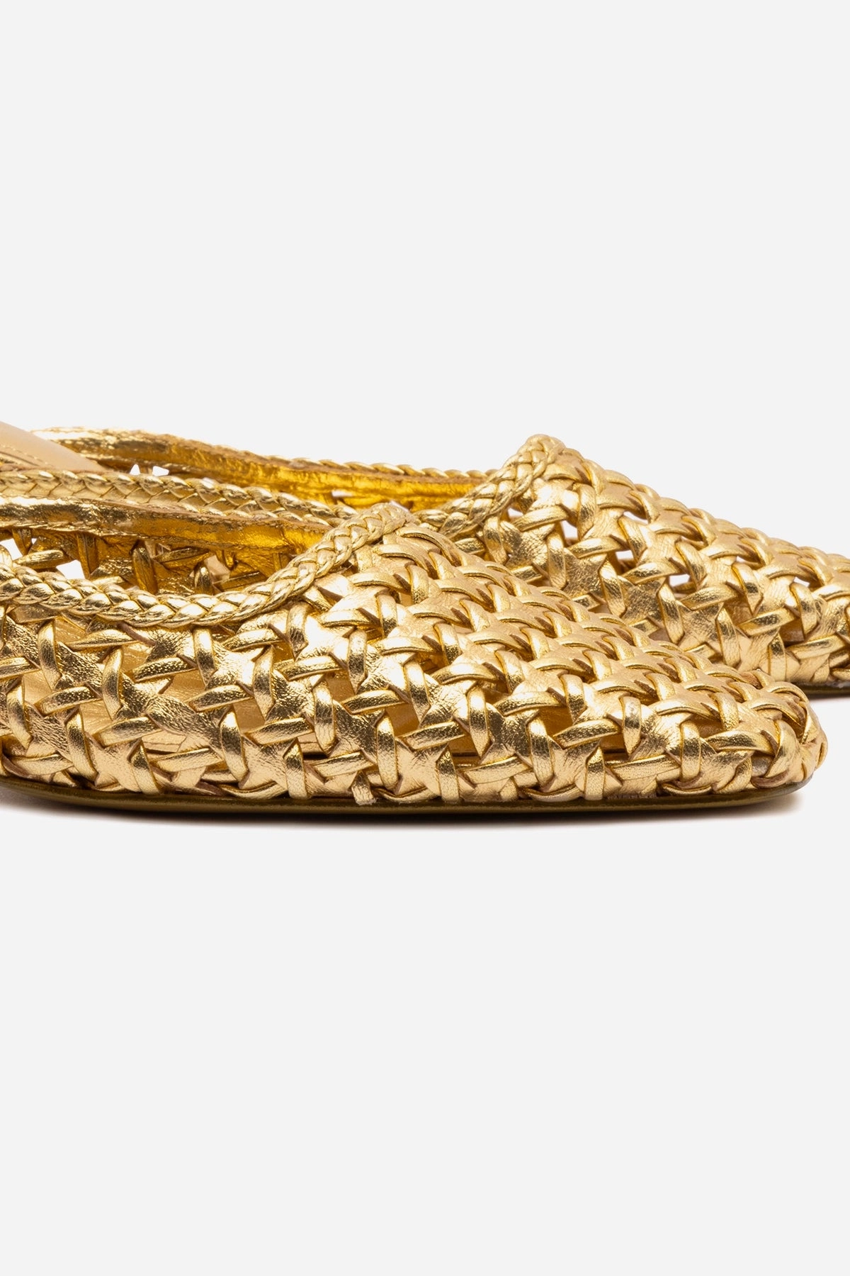Action Fast Amal Macrame Mule In Gold Metallic Leather