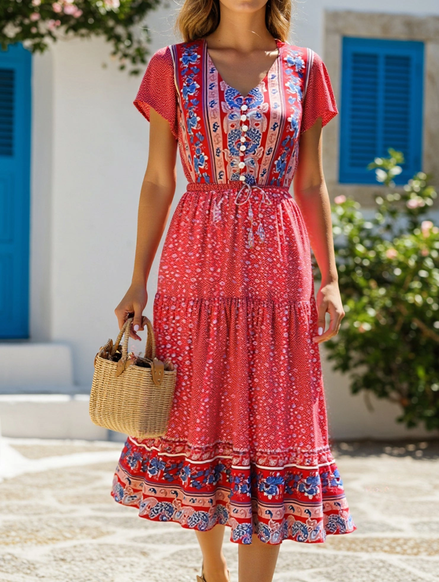 Statement-Buttons Tactile Feel ELEGANT HOLIDAY DRESS