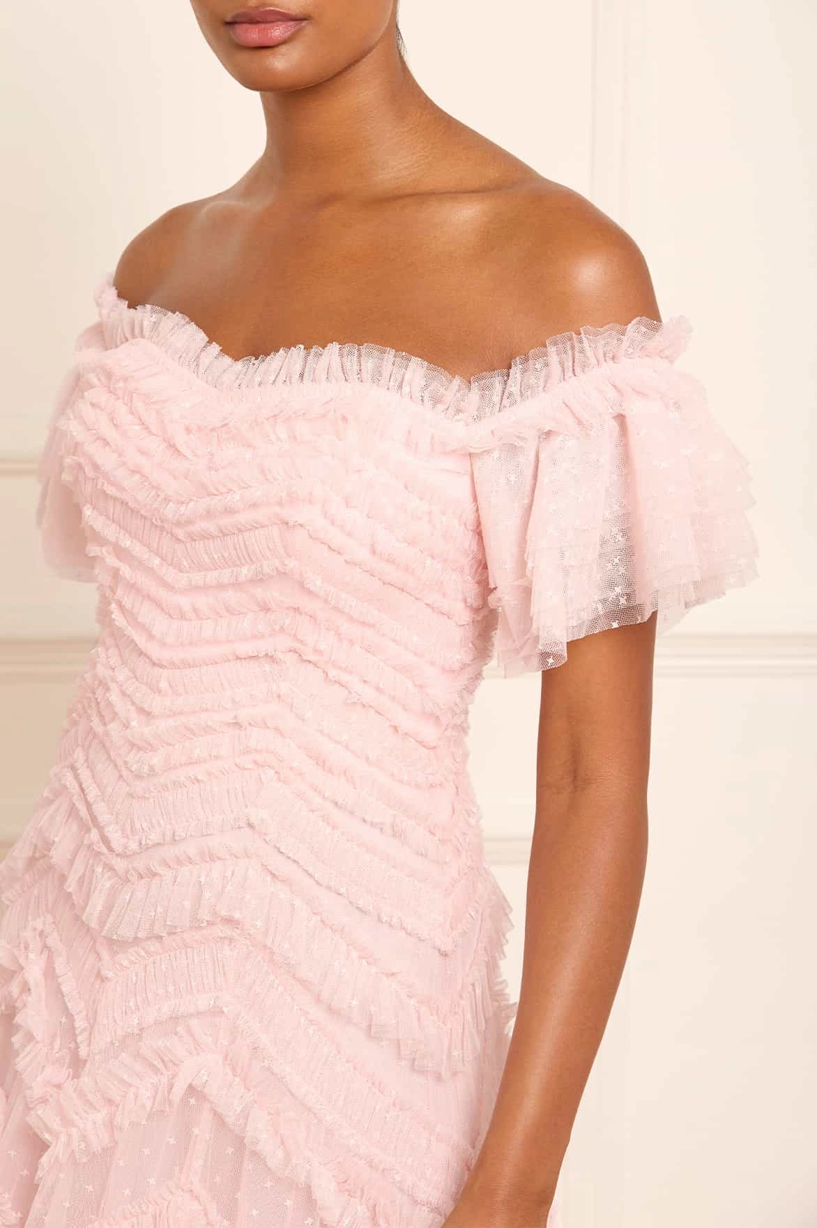 budget-friendly Stylish Cut Elia Off-Shoulder Gown