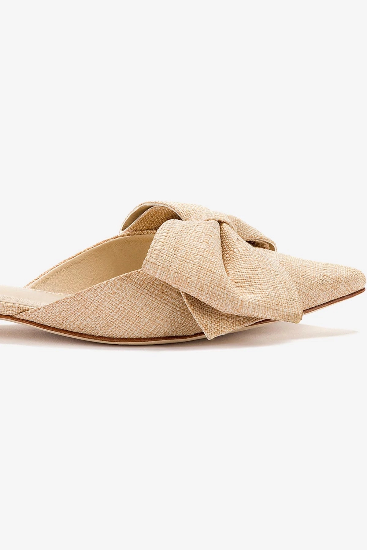 Elle Flat Mule In Beige Raffia Mountain Strong Ergonomic Footbed Shape