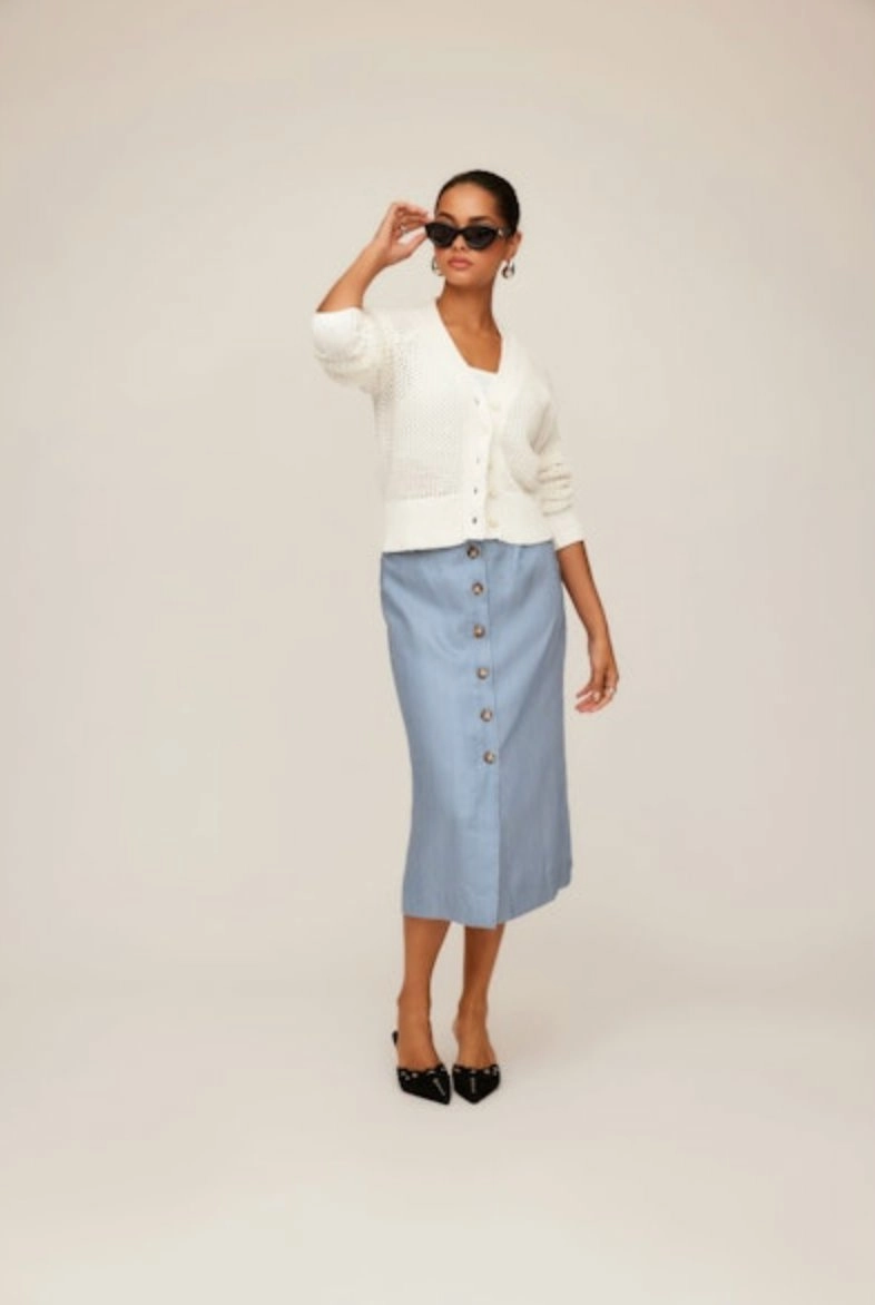 SoftBrushed YarnDyedQuality Ellen Crochet Cardigan Sweater Off-White