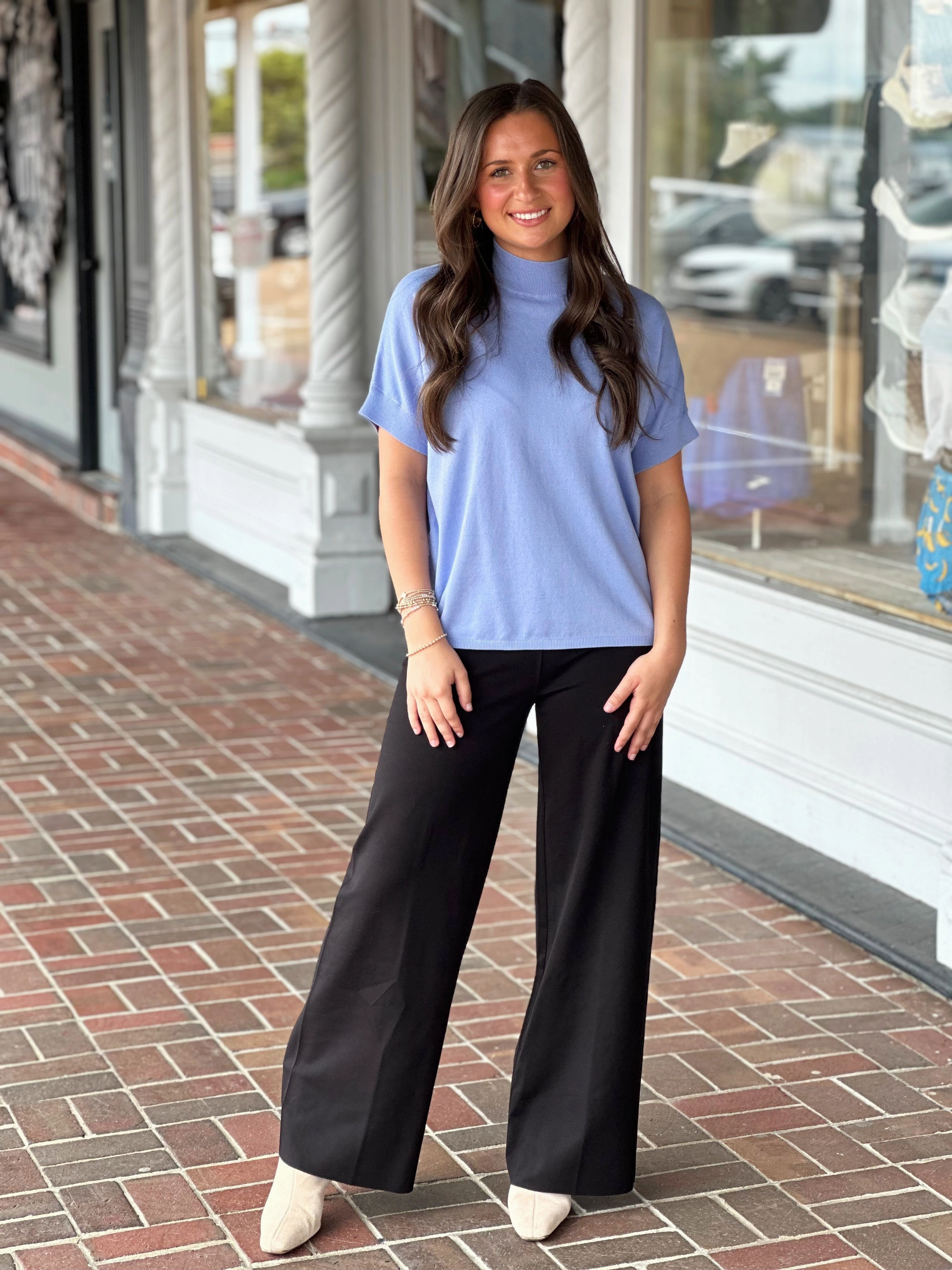 Reinforced Stitching MeshLining Elliott Lauren Short Sleeve Iris Sweater