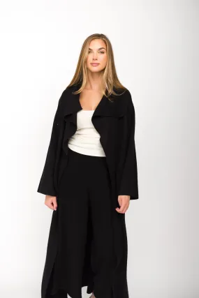 Adjustable Hem Flowing Design Elsa Sweater Coat in Black *Final-Sale*