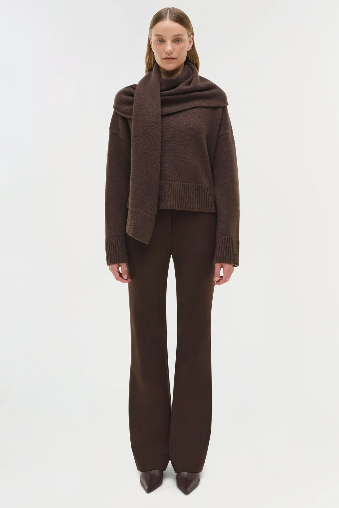 Elson Scarf Sweater Chocolate MultiPanelBreathability