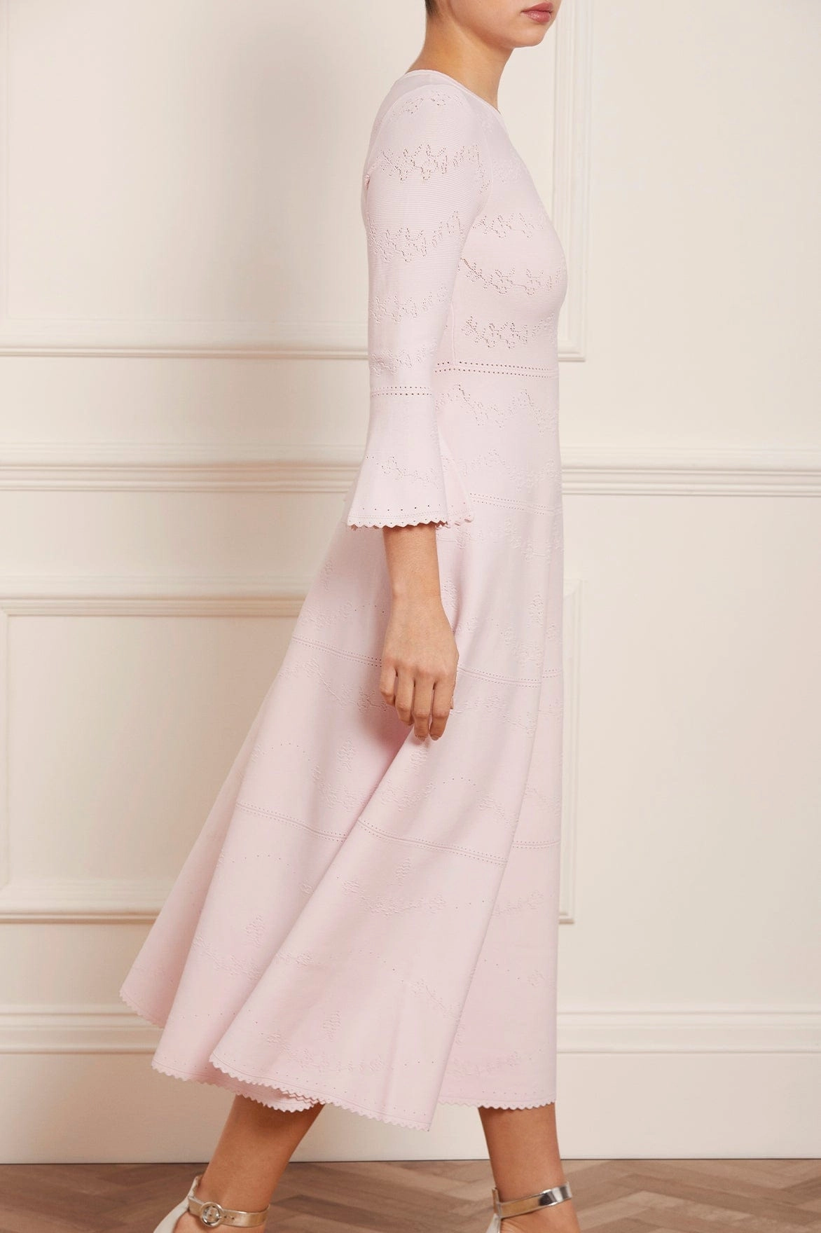 Joyful Look monochrome Pretty Pointelle Knit Ankle Gown