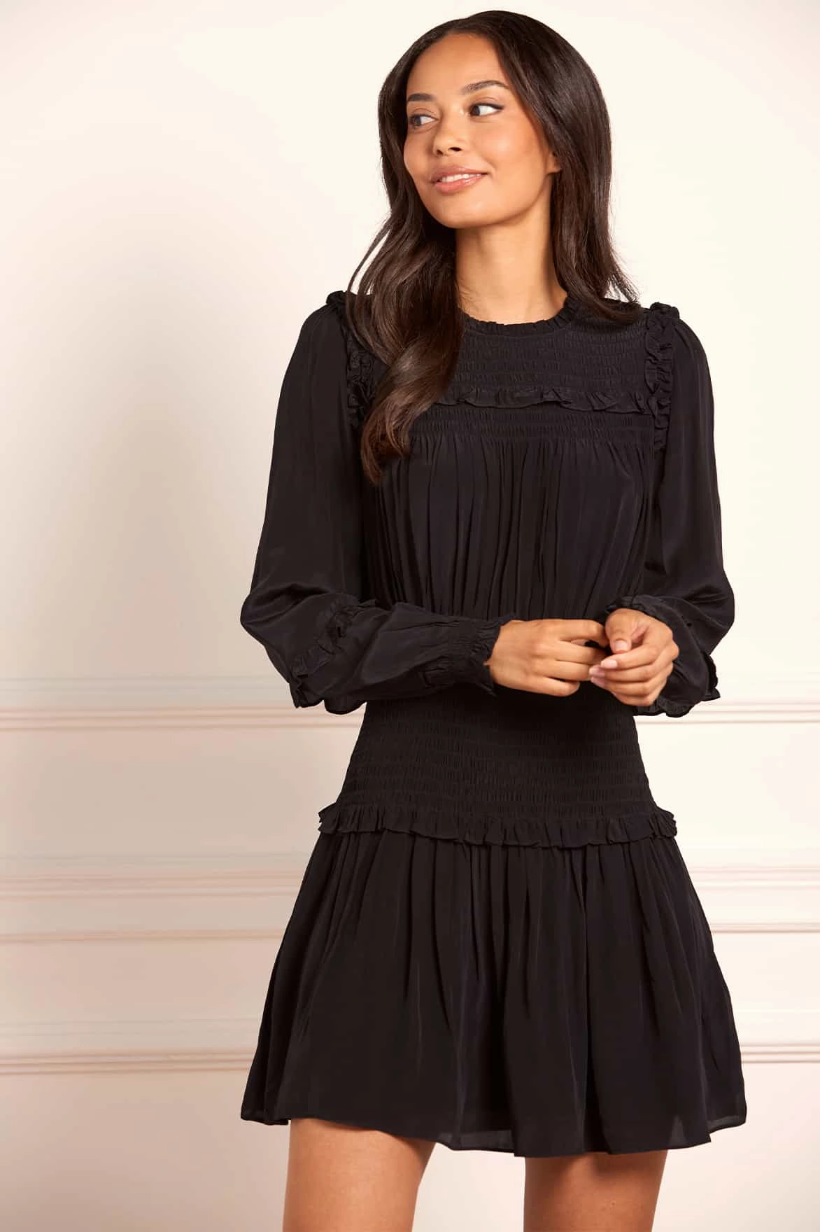 Emilia Crepe Micro Mini Dress Ready Anytime Art-Gallery