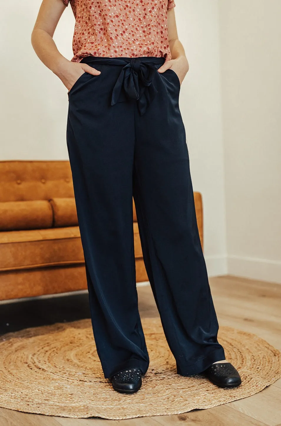 Emma High Waist Pants Two Navy Flattering Style Relaxed Waist