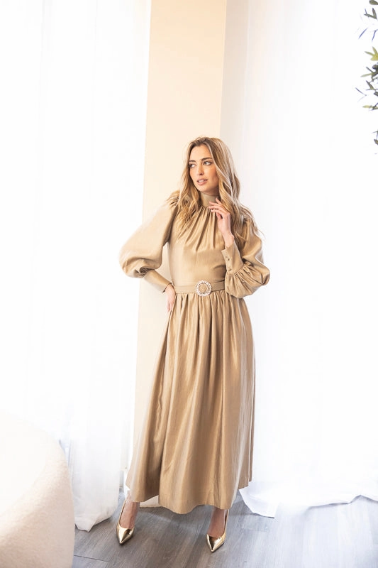 Emmeline Gold Dress Versatile Layers Light Blend
