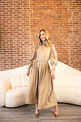slim cut Emmeline Gold Dress