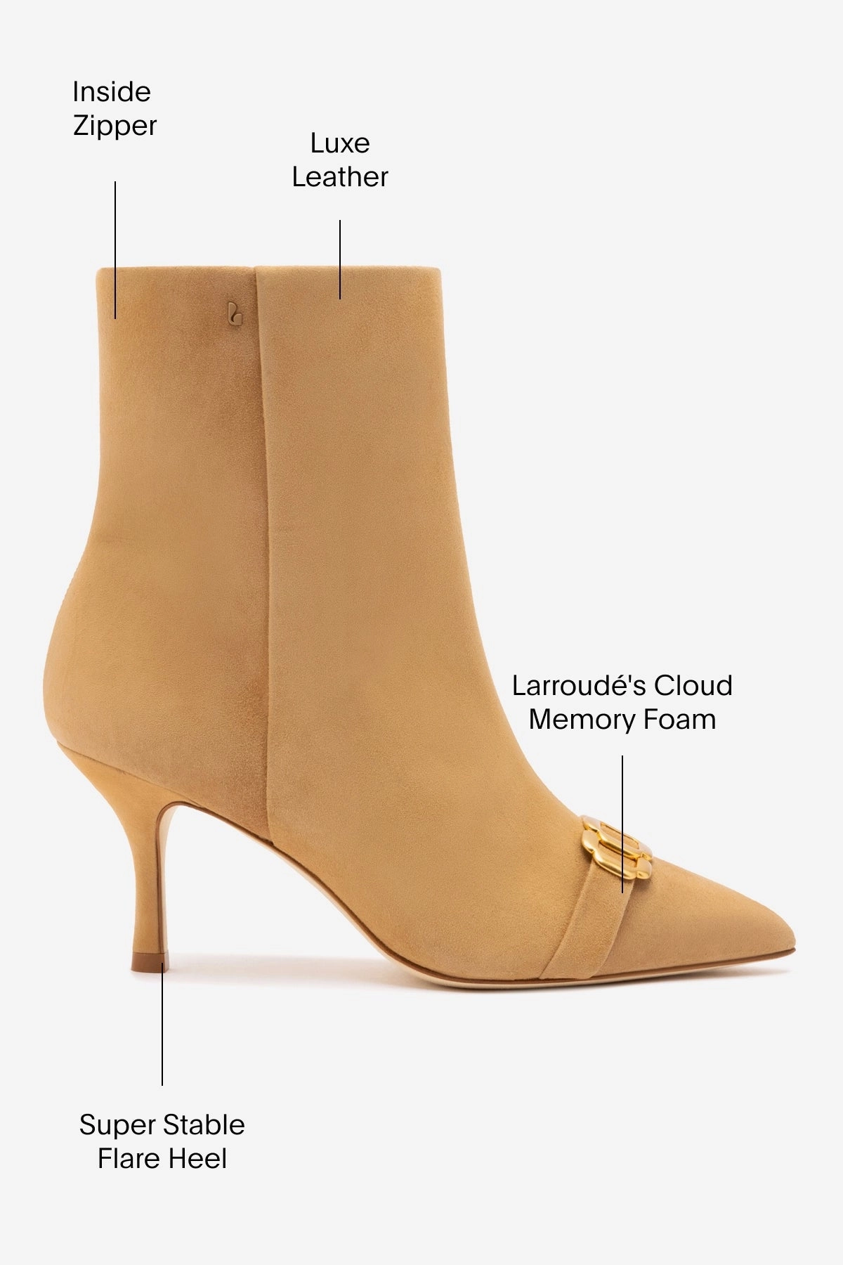 Comfort footbed Mini Kate Boot In Peanut Suede and Daisy Accent