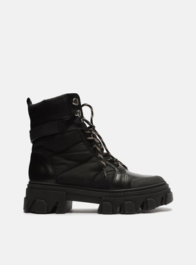 Liv Leather Bootie Utility Design Double Stitched Seams